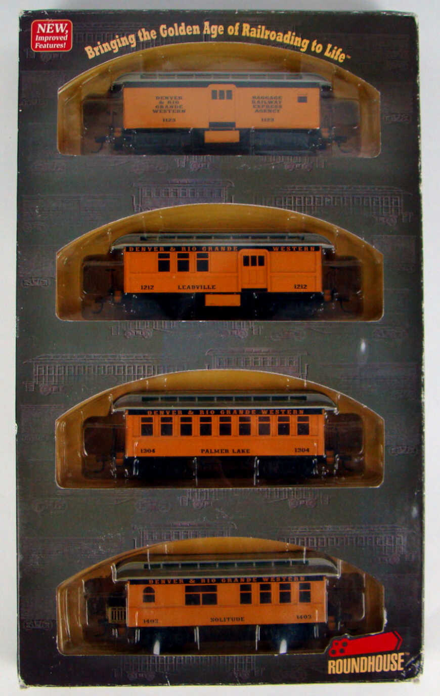 Athearn/Roundhouse 84303 D&amp;RGW 4-Coach 34' Overton Set HO Scale