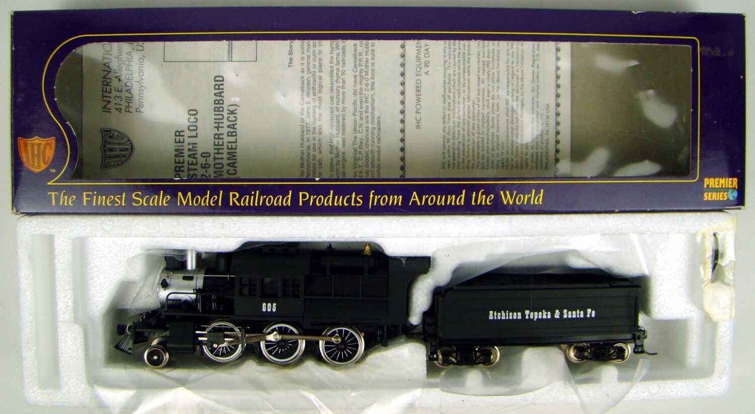 IHC Premier IHC23152 AT&amp;SF 2-6-0 Camelback Locomotive #605 HO Scale