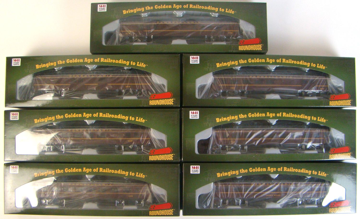 ​Roundhouse Premium RH86507-627 PRR 7 Car 60' Harriman Arch-Roof Kit Set HO Scale