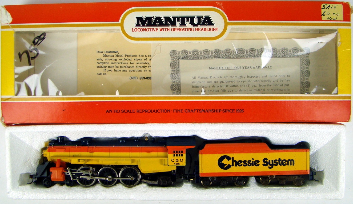 Mantua 311-23 C&amp;O "Chessie" 4-6-2 Pacific Locomotive HO Scale