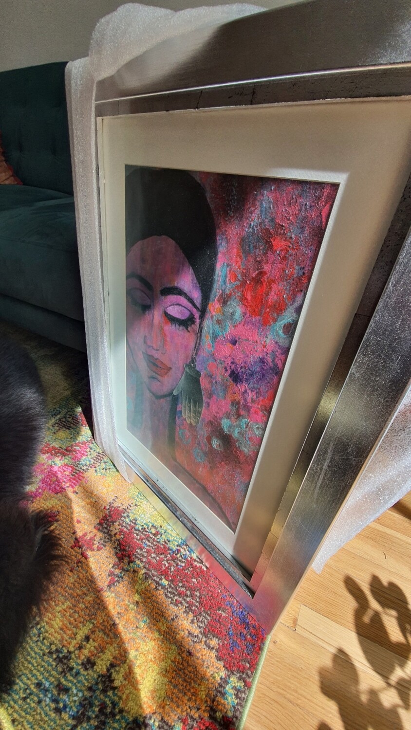 &quot;HACIA ADENTRO&quot; OBRA ORIGINAL, DE TECNICA MIXTA, ENMARCADO PLATEADO