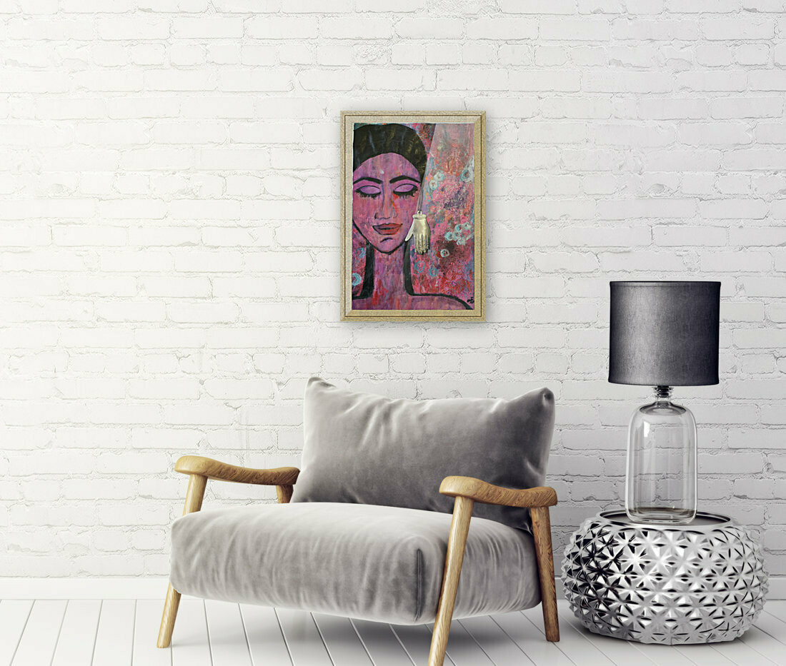 &quot;HACIA ADENTRO&quot; OBRA ORIGINAL, DE TECNICA MIXTA, ENMARCADO PLATEADO