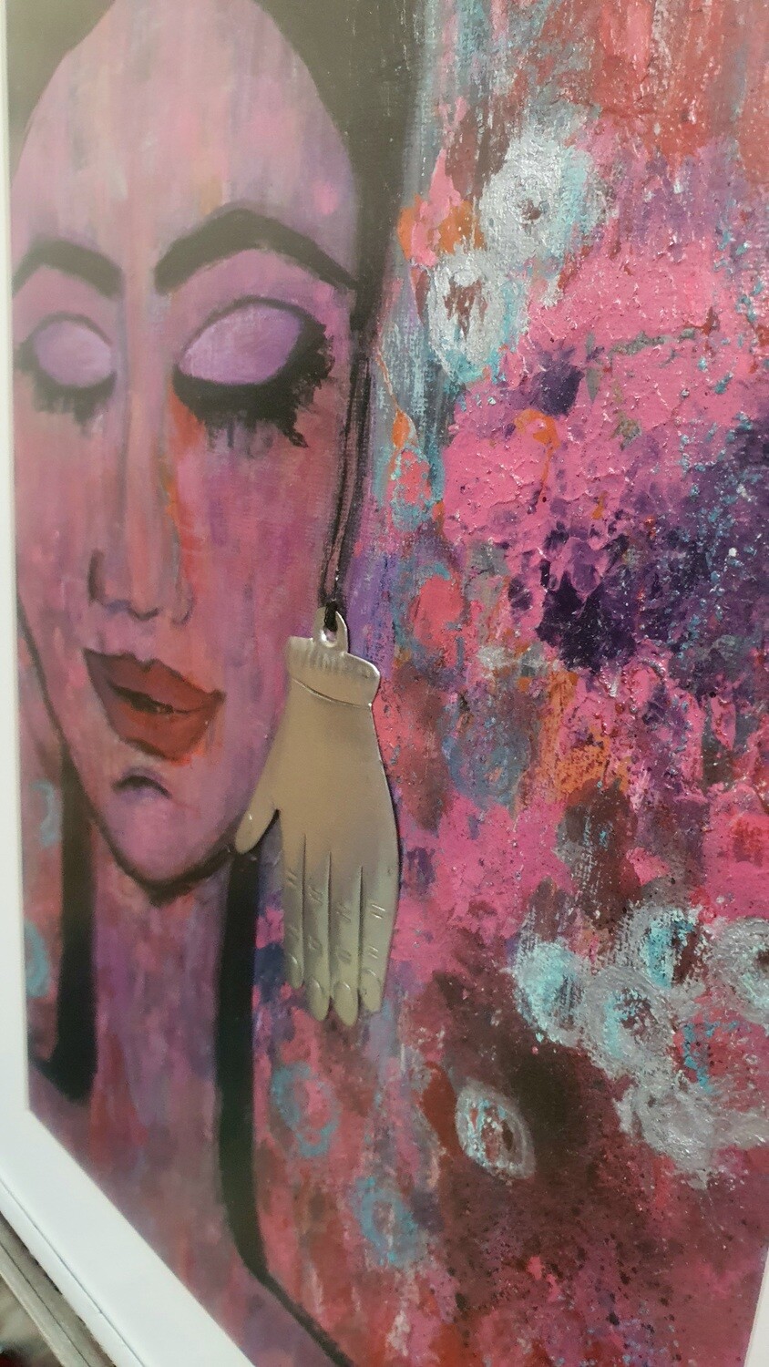 &quot;HACIA ADENTRO&quot; OBRA ORIGINAL, DE TECNICA MIXTA, ENMARCADO PLATEADO
