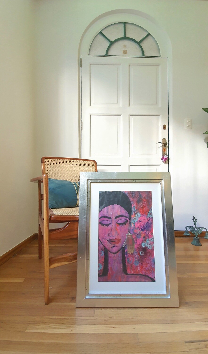 &quot;HACIA ADENTRO&quot; OBRA ORIGINAL, DE TECNICA MIXTA, ENMARCADO PLATEADO