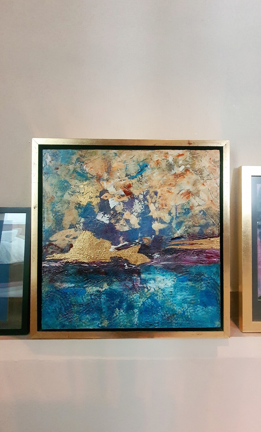 I SEA -  ARTE ORIGINAL ABSTRACTO - TECNICA ACRILICO-MIXTA SOBRE LIENZO EN CAJA VENECIANA
