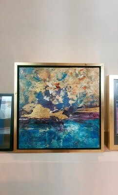 I SEA -  ARTE ORIGINAL ABSTRACTO - TECNICA ACRILICO-MIXTA SOBRE LIENZO EN CAJA VENECIANA