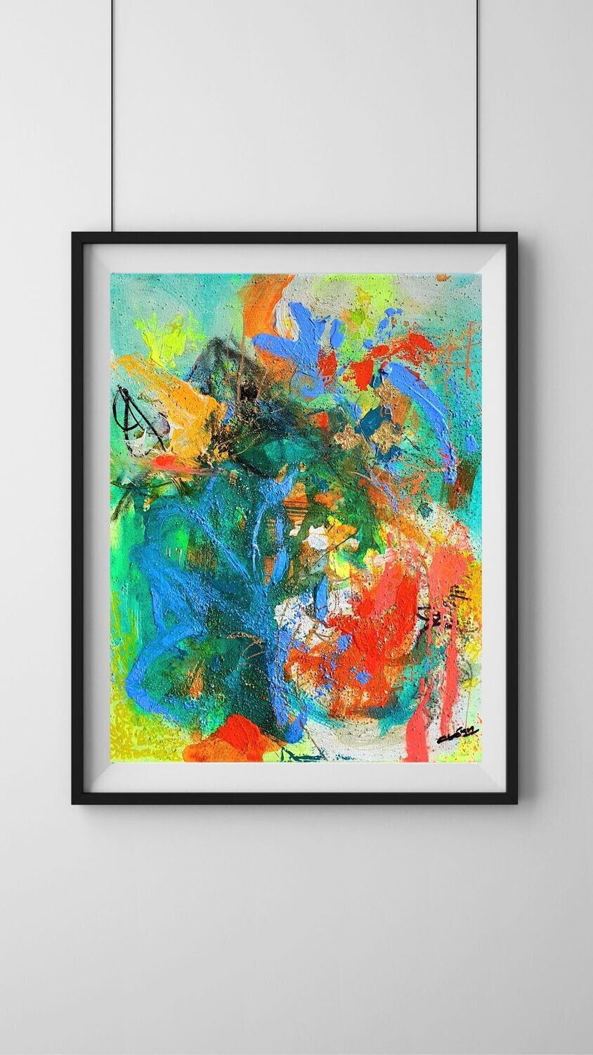 &quot;FLOR&quot; - ARTE ORIGINAL ABSTRACTO - TECNICA ACRILICO-MIXTA SOBRE LIENZO