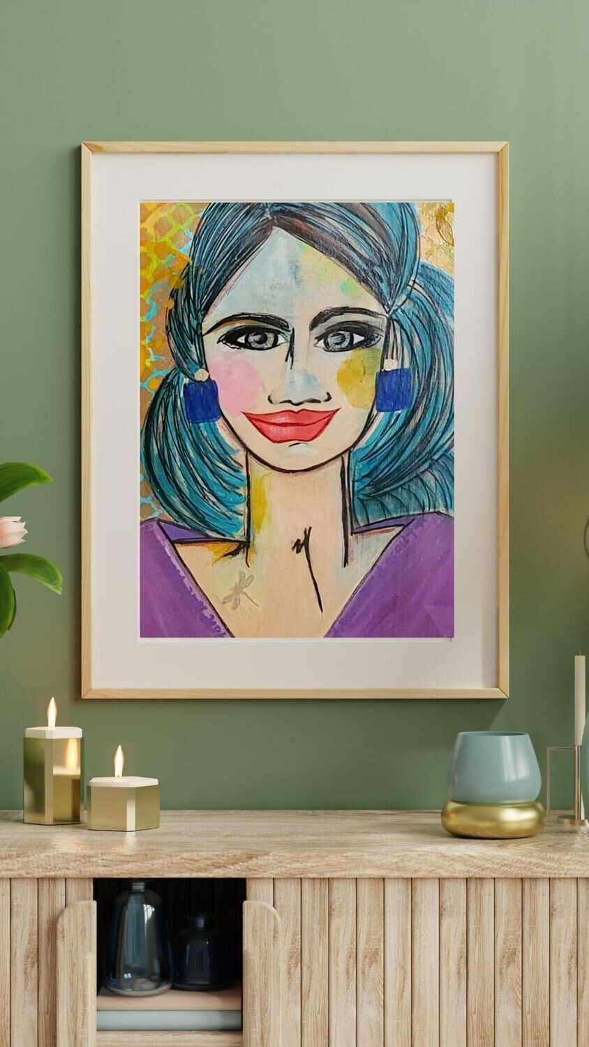 &quot;CECILIA&quot; ARTE ORIGINAL - TECNICA ACRILICO-MIXTA SOBRE PAPEL