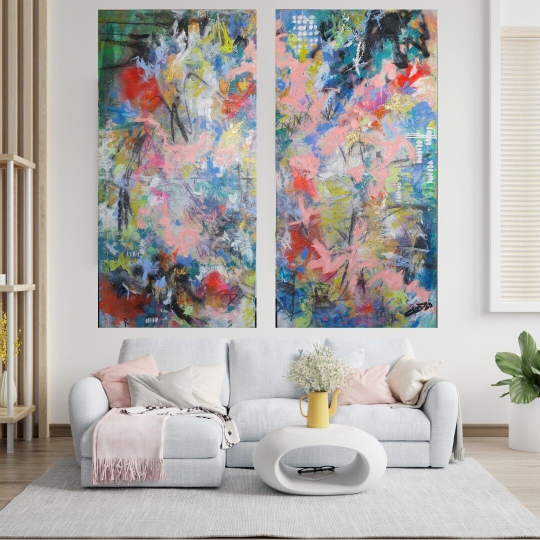 &quot;BETTER TOGETHER-APART&quot;/&quot;HIS &amp; HERS&quot; - DIPTICO ARTE ORIGINAL ABSTRACTO - TECNICA ACRILICO-MIXTA SOBRE LIENZO