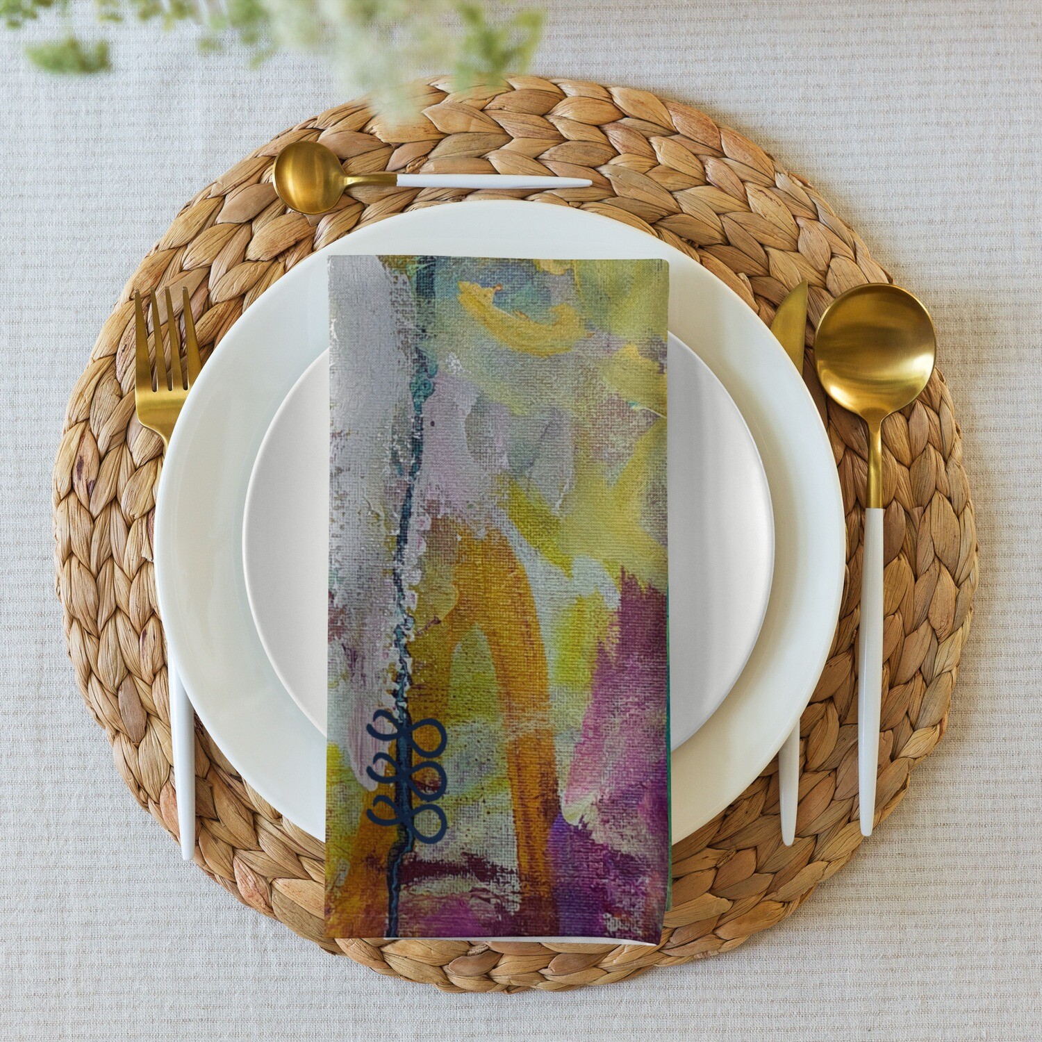 SERVILLETAS DE TELA (4) de inspiración MAGABUNDA: Obra &quot;LORETO&quot; (Para vivir bonito) / Cloth napkin set