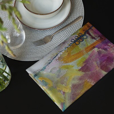 SERVILLETAS DE TELA (4) de inspiración MAGABUNDA: Obra "LORETO" (Para vivir bonito) / Cloth napkin set
