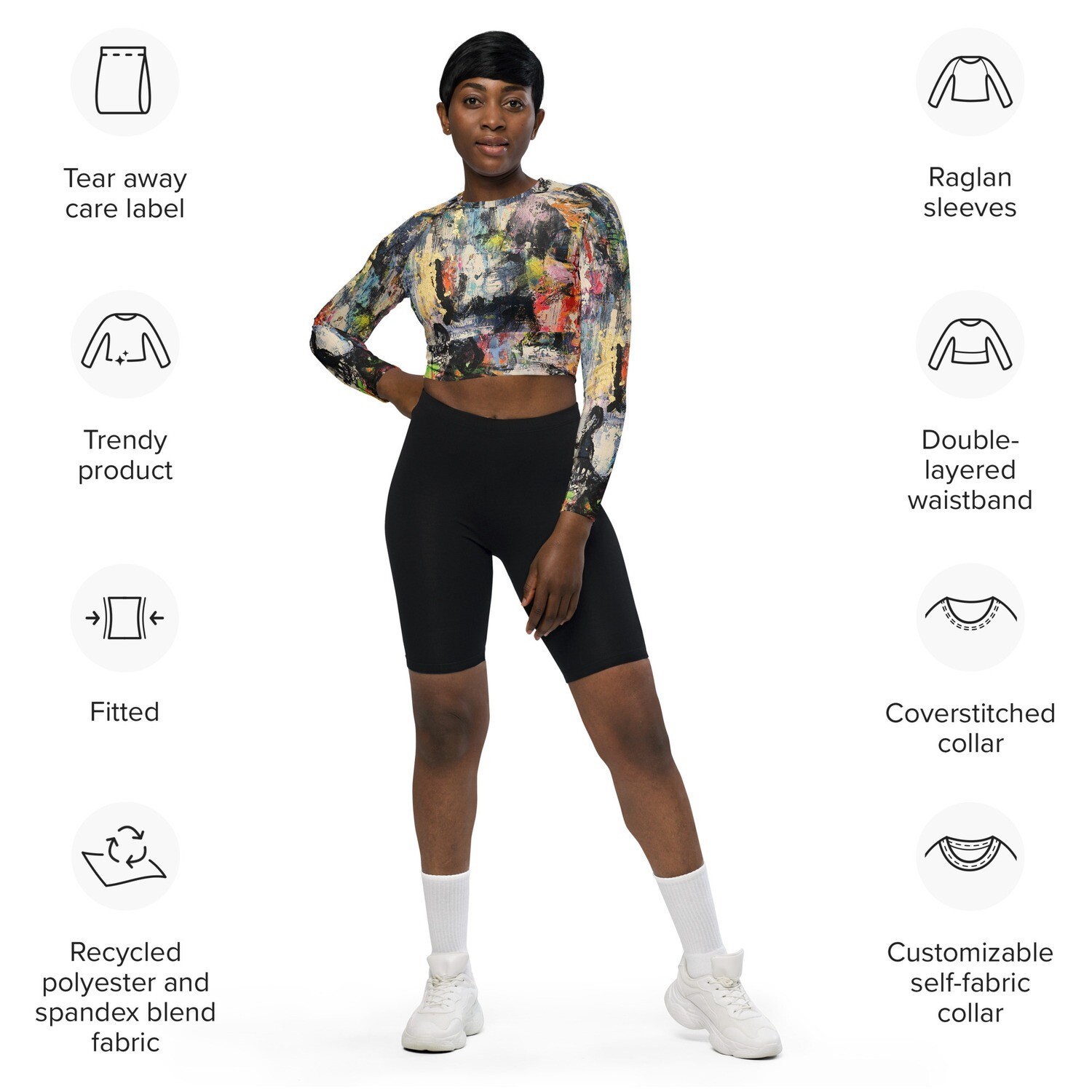 ARTE PARA VESTIR de inspiracion MAGABUNDA: de Obra &quot;ECSTATIC DANCERS&quot; Crop top manga larga con spandex (Vestir bonito) /Recycled long-sleeve crop top