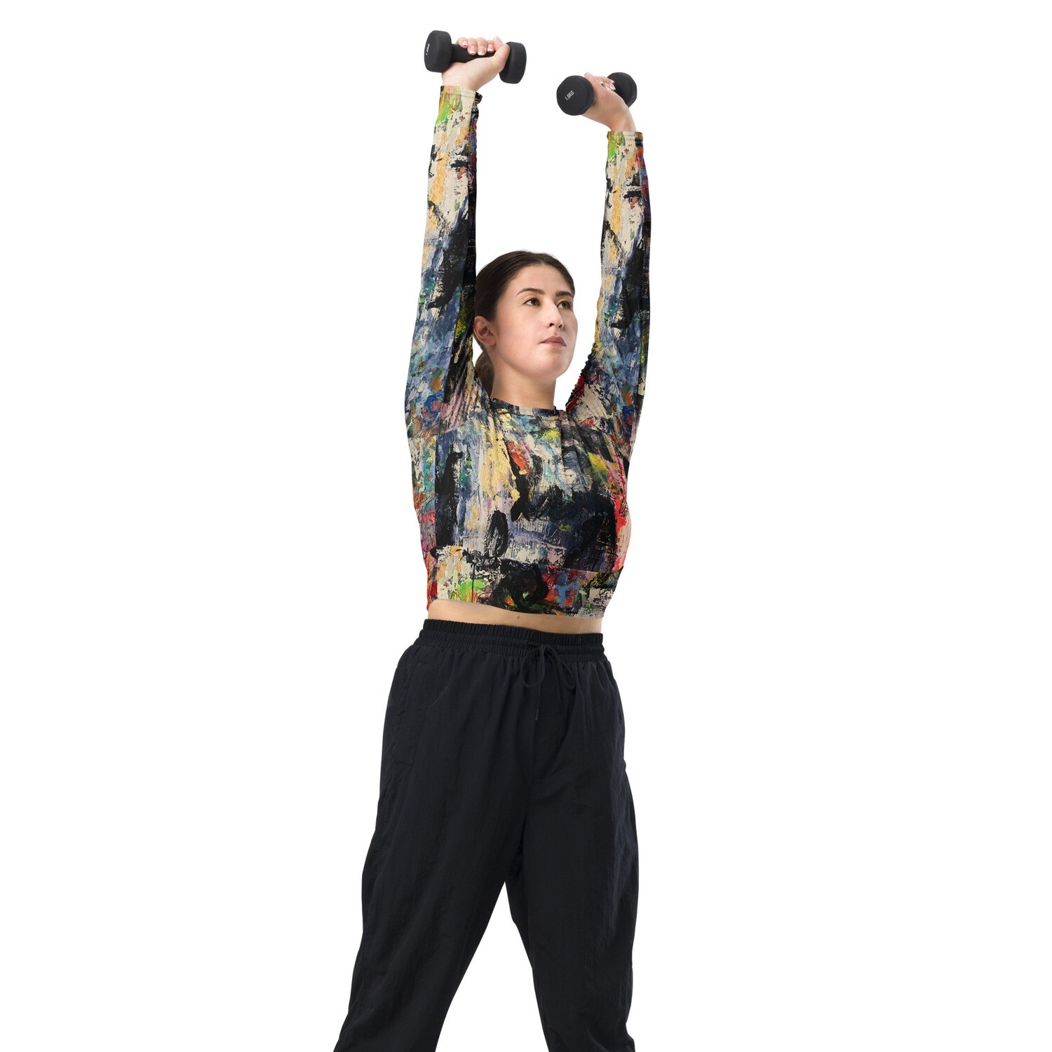 ARTE PARA VESTIR de inspiracion MAGABUNDA: de Obra &quot;ECSTATIC DANCERS&quot; Crop top manga larga con spandex (Vestir bonito) /Recycled long-sleeve crop top