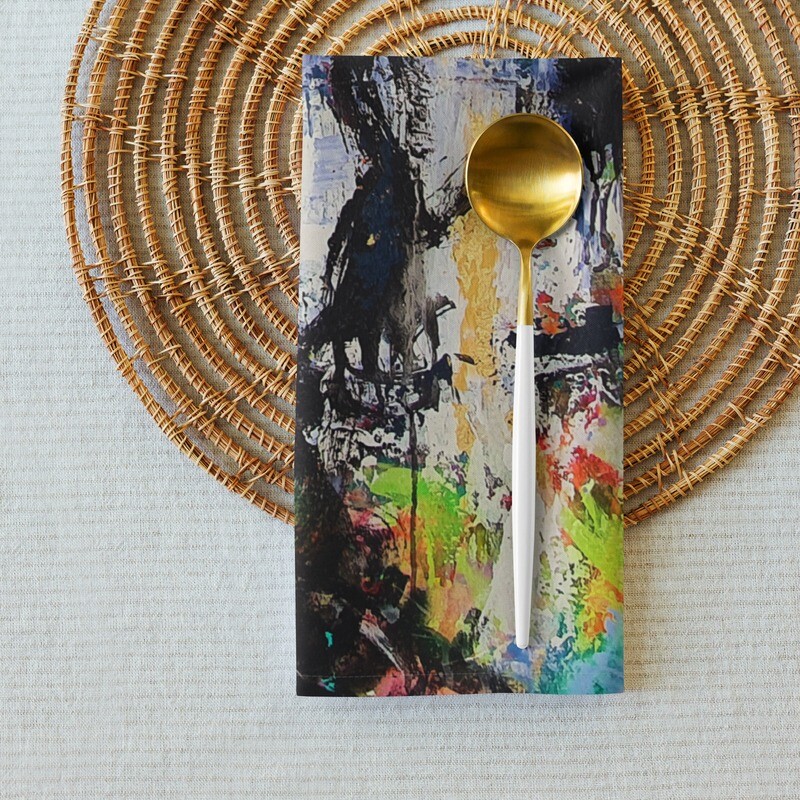 SERVILLETAS DE TELA (4) de inspiración MAGABUNDA: Obra &quot;ECSTATIC DANCERS&quot; (Para vivir bonito) / Cloth napkin set