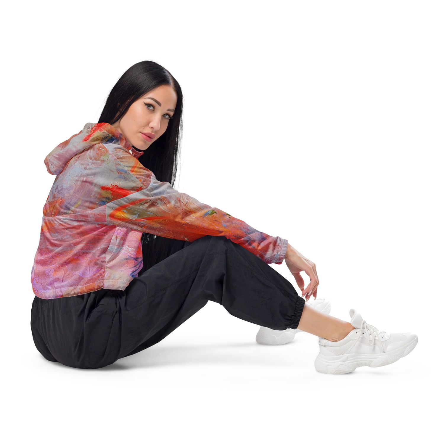 Rompevientos &quot;BLOOM&quot; moderno de tipo &quot;cropped&quot;/corto de marca MAGABUNDA Women’s cropped windbreaker