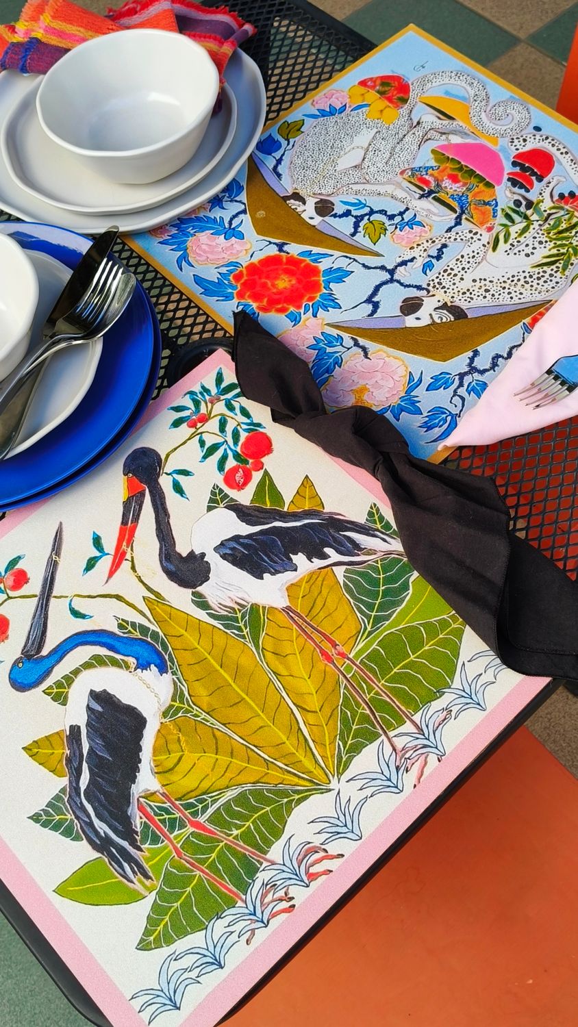 &quot;FOLIE: Exotic animals having fun&quot; 6 INDIVIDUALES RÍGIDOS/BAJO PLATOS MDF DOBLE VISTA - &quot;MAGABUNDA&quot; HOME STYLING