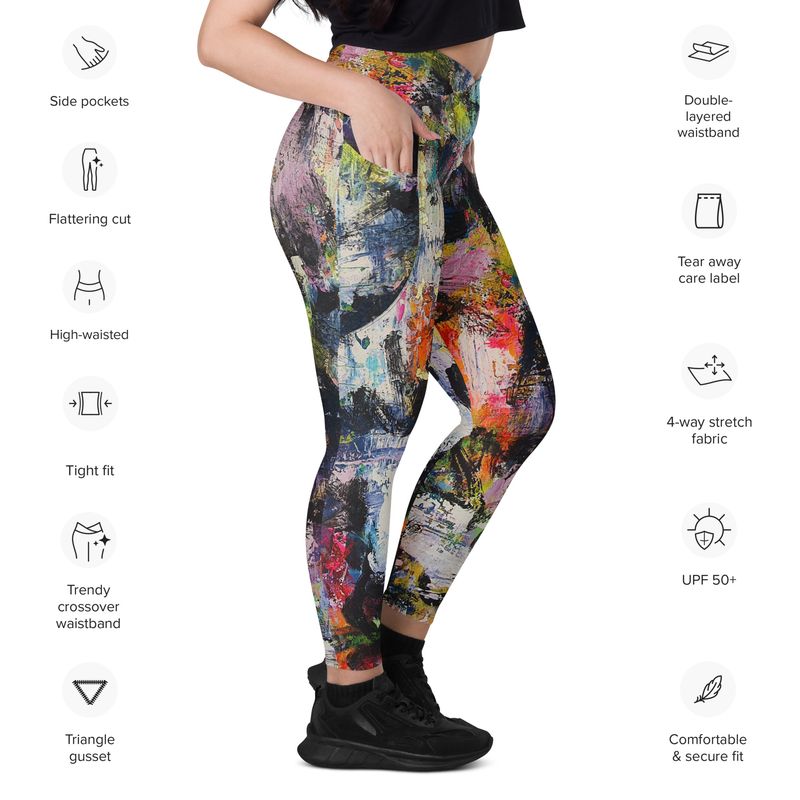 Coloridos Leggings tipo cintura corssover con bolsas // Crossover leggings with pockets