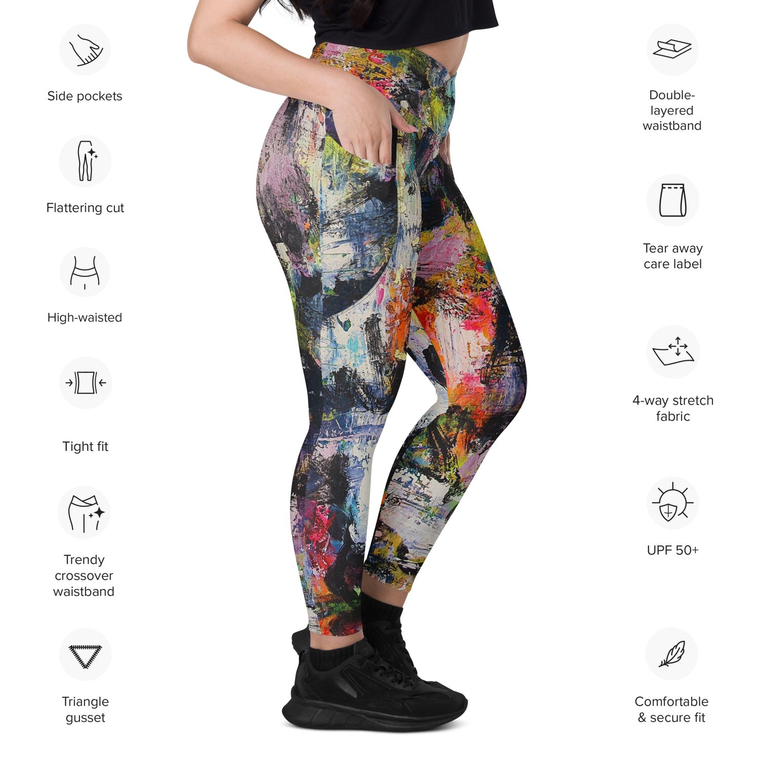Coloridos Leggings tipo cintura corssover con bolsas // Crossover leggings with pockets