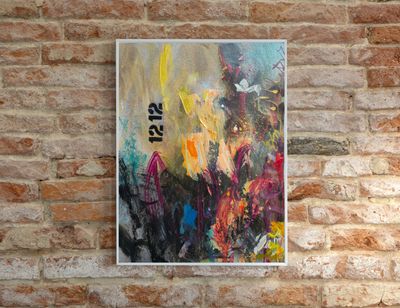 "12 12" - UN MENSAJE. OBRA ORIGINAL MAGABUNDA DE TECNICA MIXTA EN CANVAS  (1 DE 2 PIEZAS DE LA SERIE)