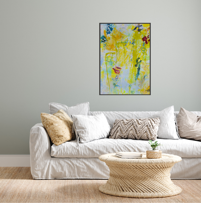 "SPRING RISING" OBRA ORIGINAL MAGABUNDA DE TECNICA MIXTA EN CANVAS / ENMARCADO NEGRO CON MARIALUISA (1 DE 2 PIEZAS DE LA SERIE)