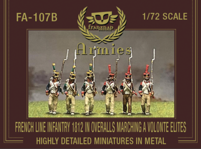 FA-107B French Line Infantry 1812 in Overalls Marching a Volonte' Elites
