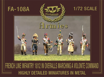 FA-108 French Line Infantry 1812 in Overalls Marching a Volonte' Command