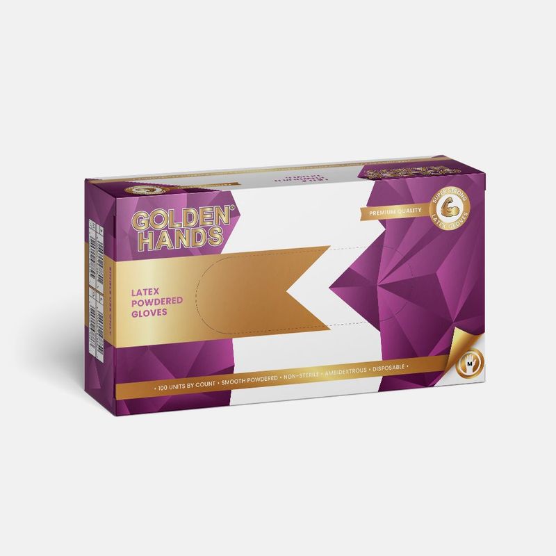 Latex Powdered Golden Hands Gloves 100s