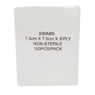 Gauze Swabs 8-Ply (Non-Sterile) – Pack of 100