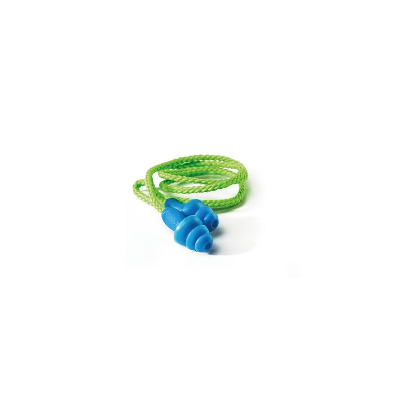 Dromex Blue Mushroom Re-Usable Ear Plugs with Green Cord