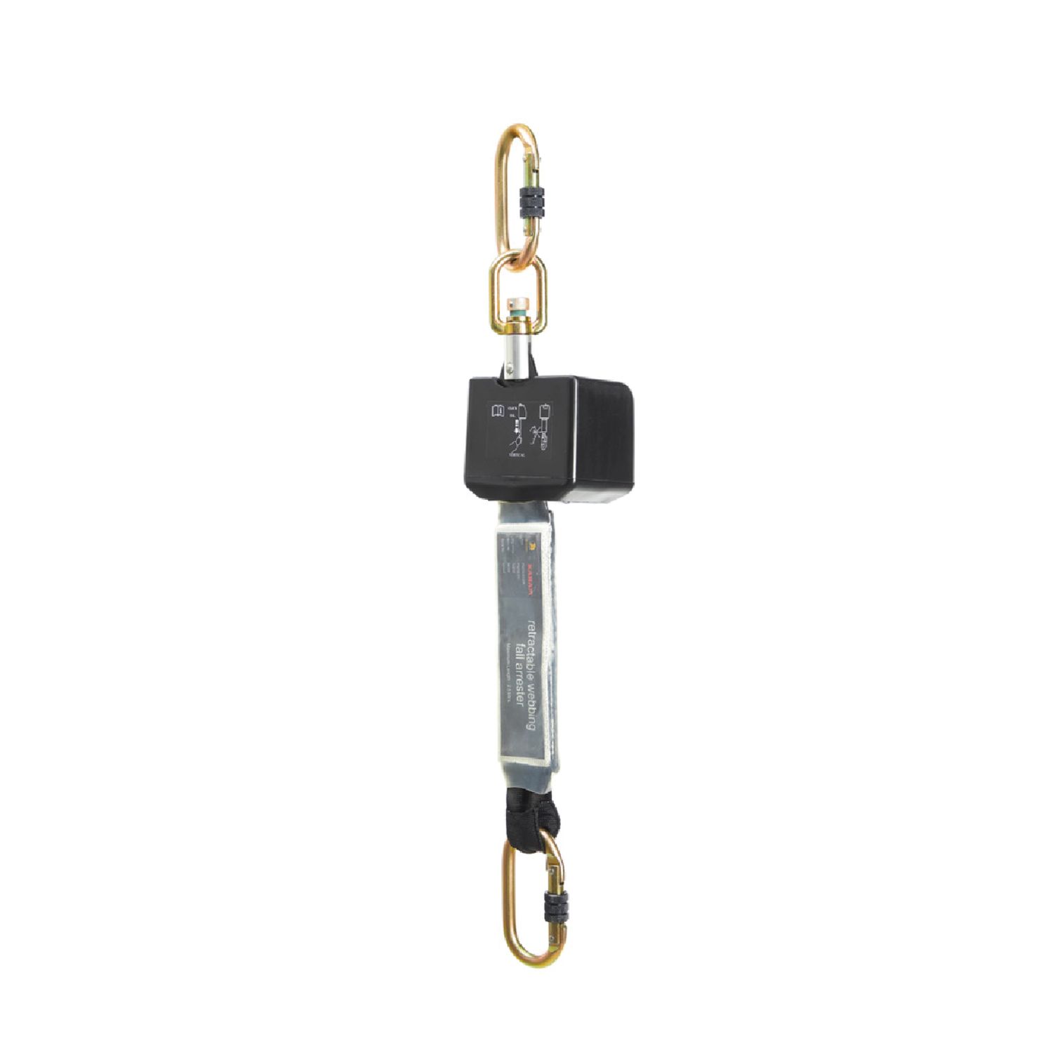 Dromex Fall Arrester, Type: Retractable Webbing Mini Black with Swivel (2.5M)