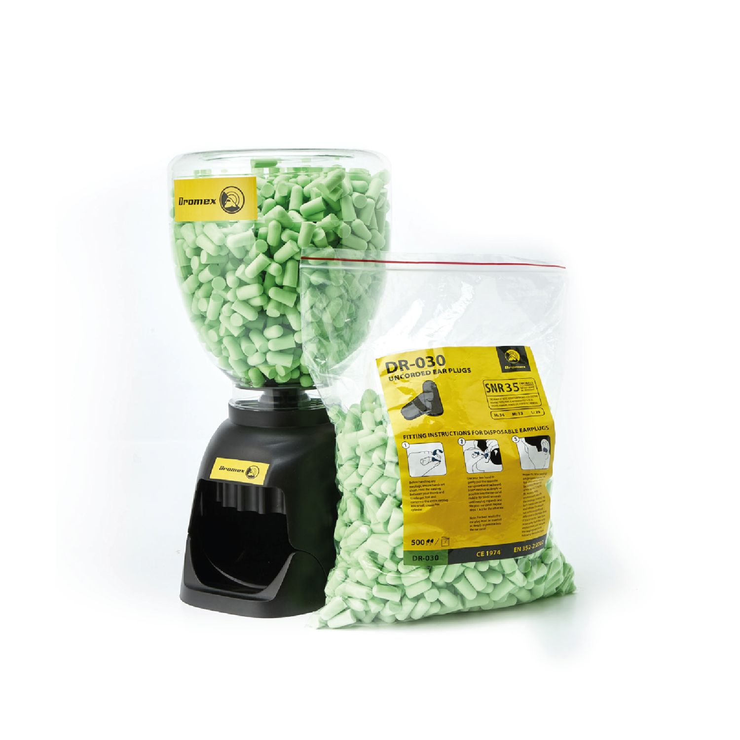 Dromex Fluorescent Ear Plugs, Type: Ear Plug Dispenser + 1000 Ear Plugs