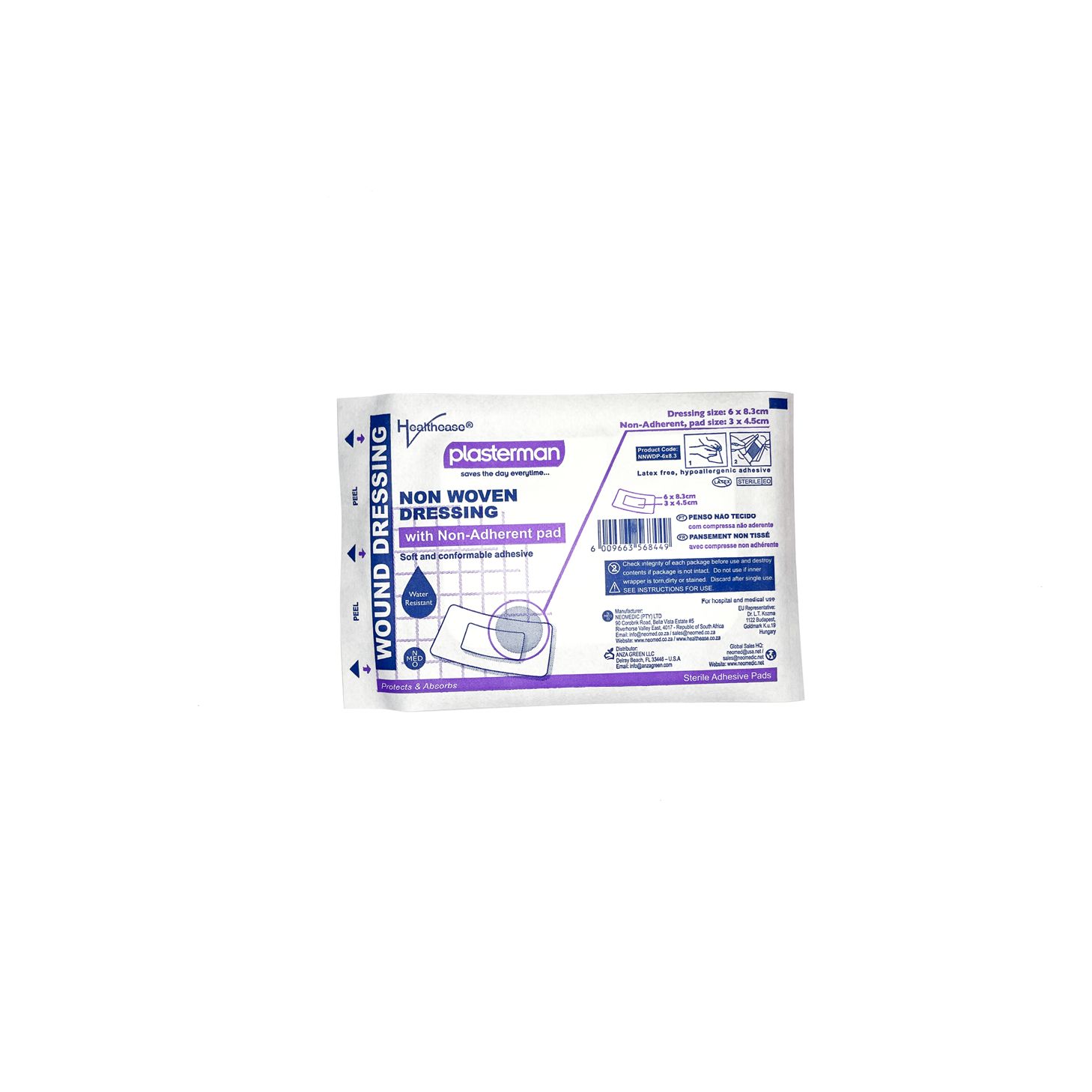 Wound Dressings (N/Woven &amp; Waterproof), Size: N/Woven 6cm x 8.3cm (PAD: 3cm x 4cm)