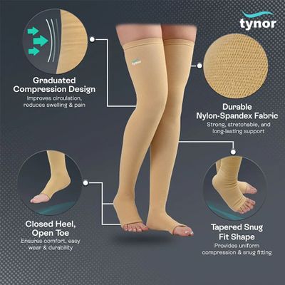 Tynor Compression Stockings – Class II Classic (Thigh-High)