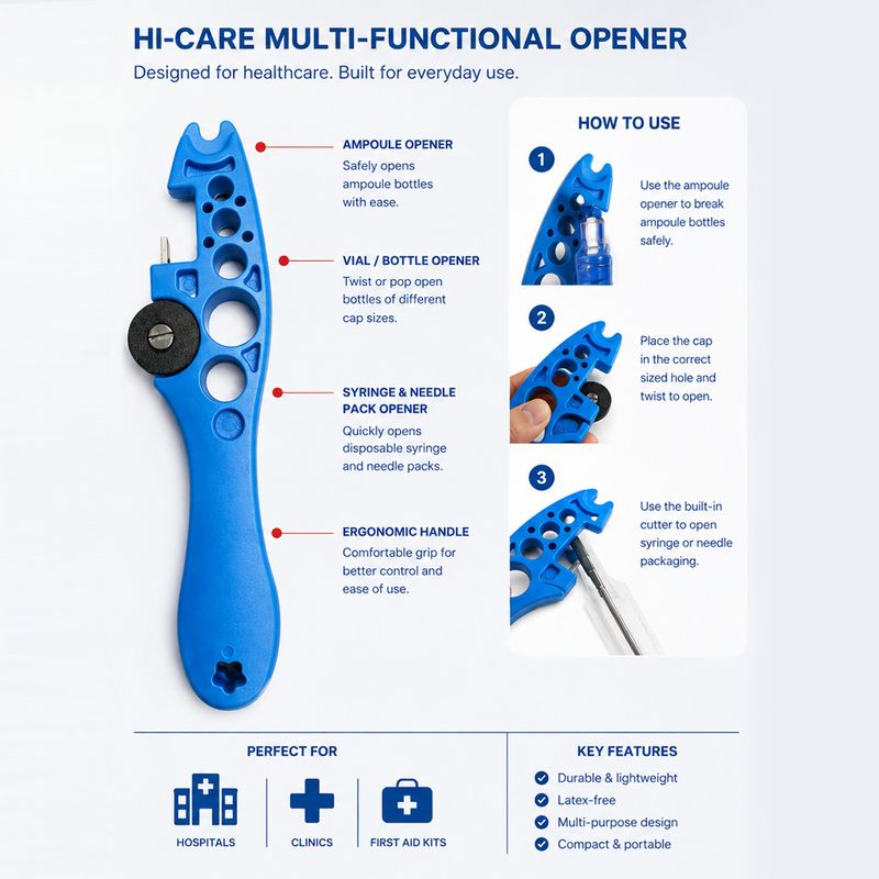 Multifunctional Ampoule Opener for opening glass medicine ampoules | SundryMed Supplies