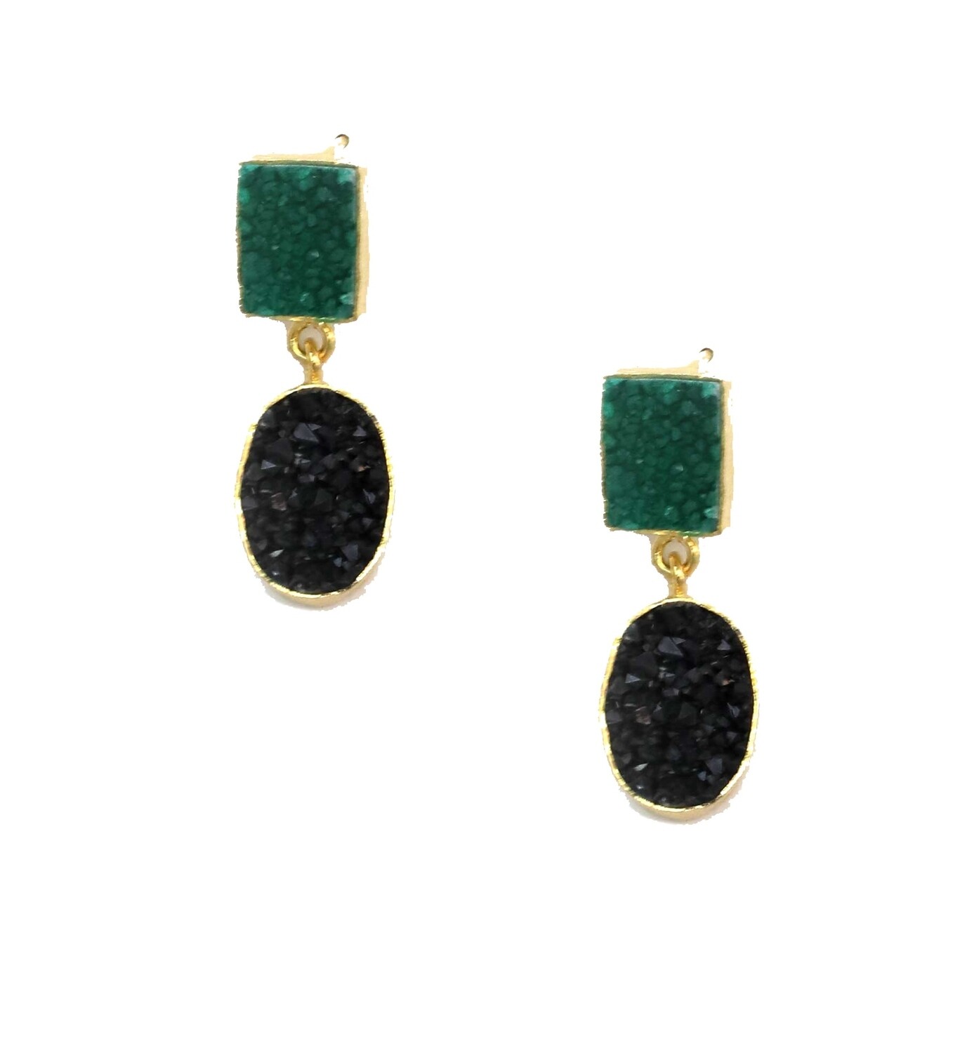 Black/Green Stone Earrings