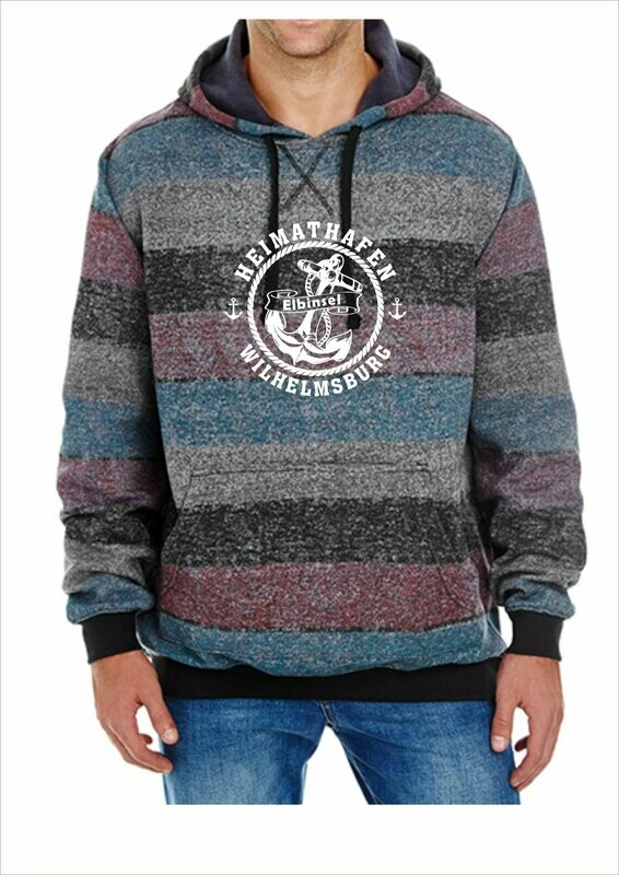 Heimathafen-Hoody Printed Striped Marl