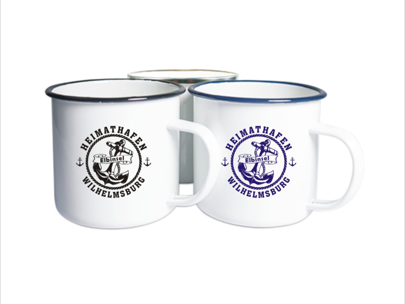 Emailletasse weiß 12oz