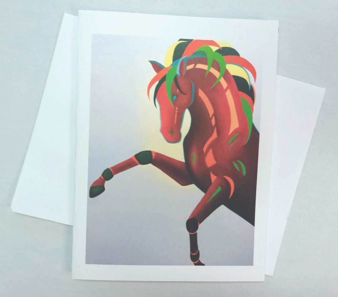 Contemporary Horse Note Cards - Red