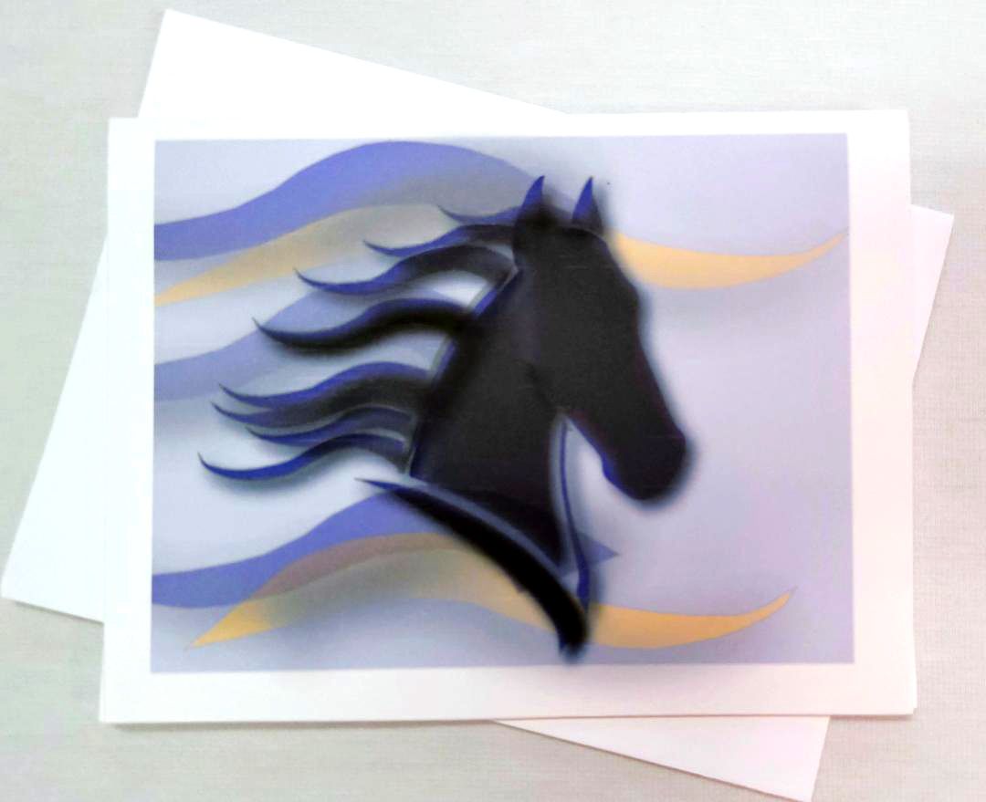 Contemporary Horse Note Cards - Blue Mane