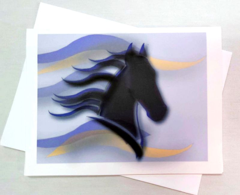 Contemporary Horse Note Cards - Blue Mane