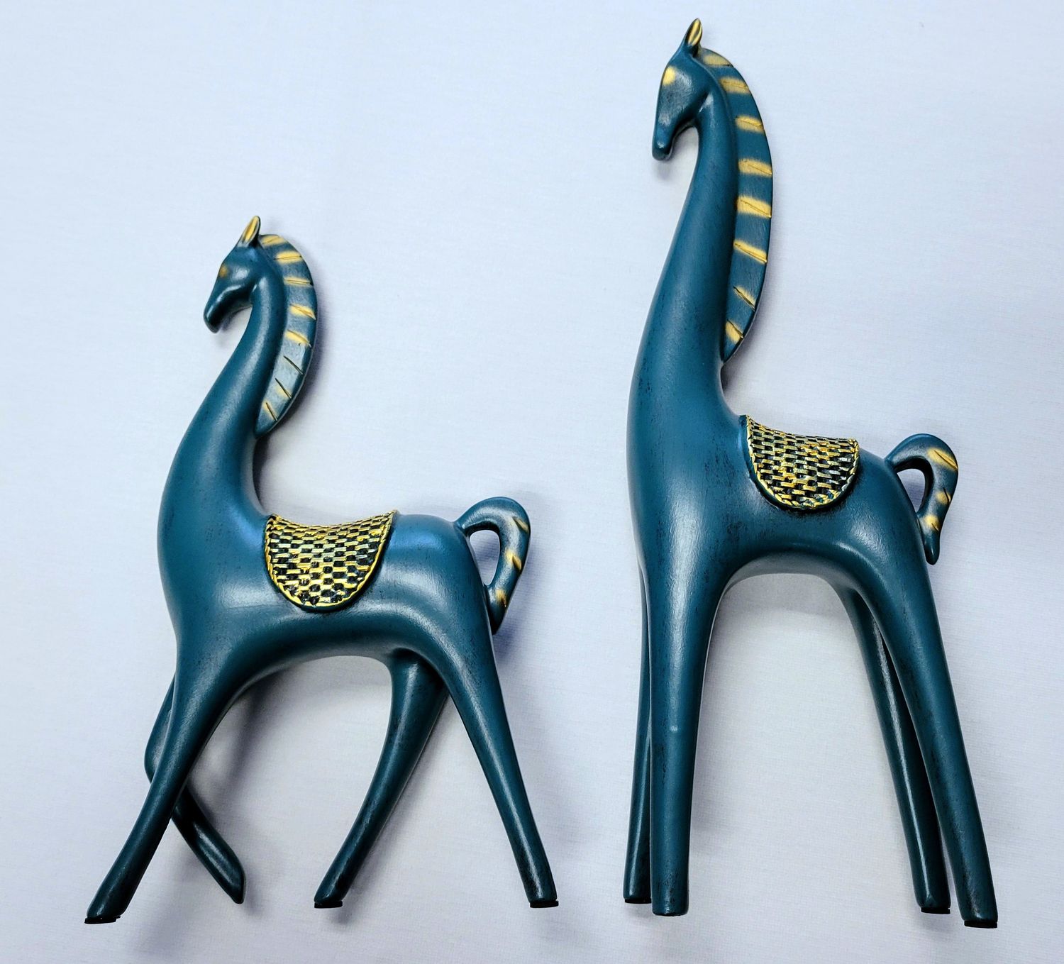 Pair of Deep Teal Horse Statues