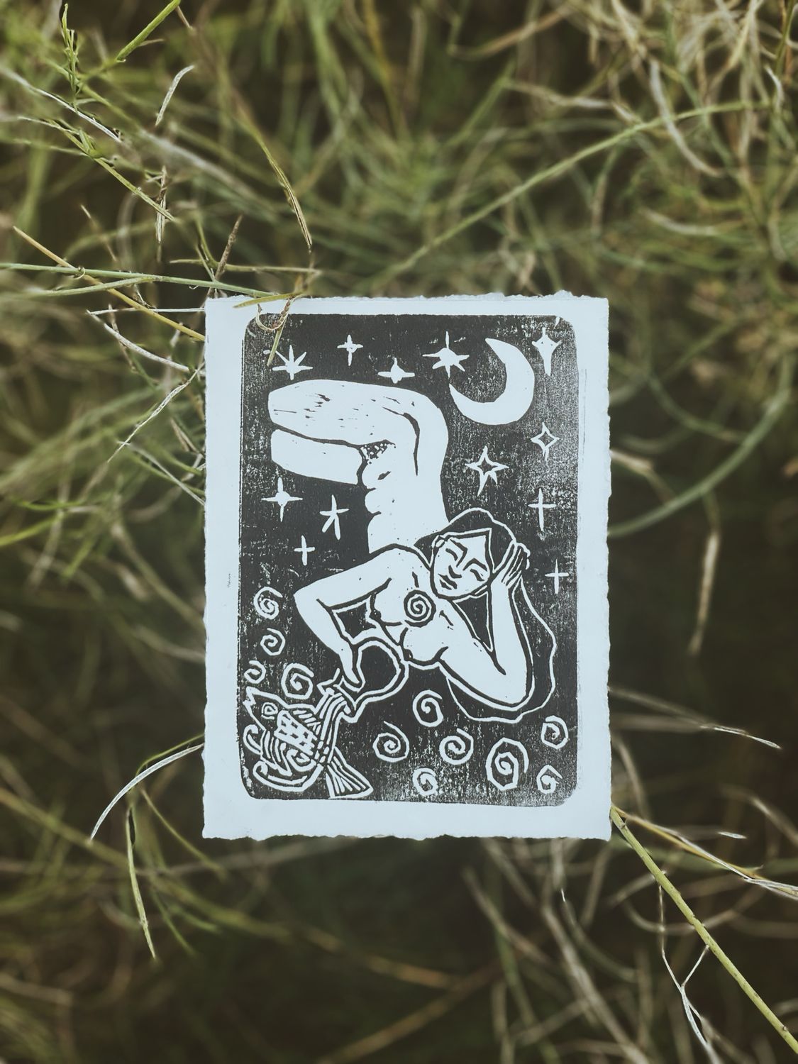 Linoprint | Water woman