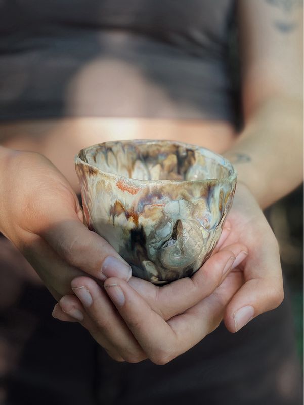 Crystal cup ammoniet parelmoer | Keramische kristalkopjes