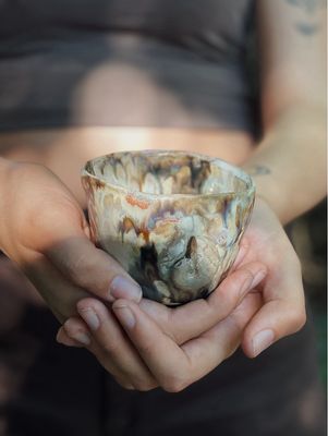 Crystal cup ammoniet parelmoer | Keramische kristalkopjes