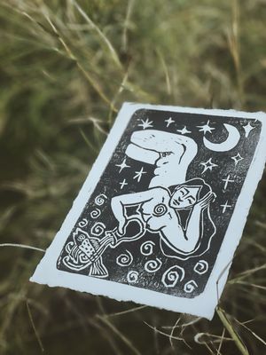 Linoprint | Water woman