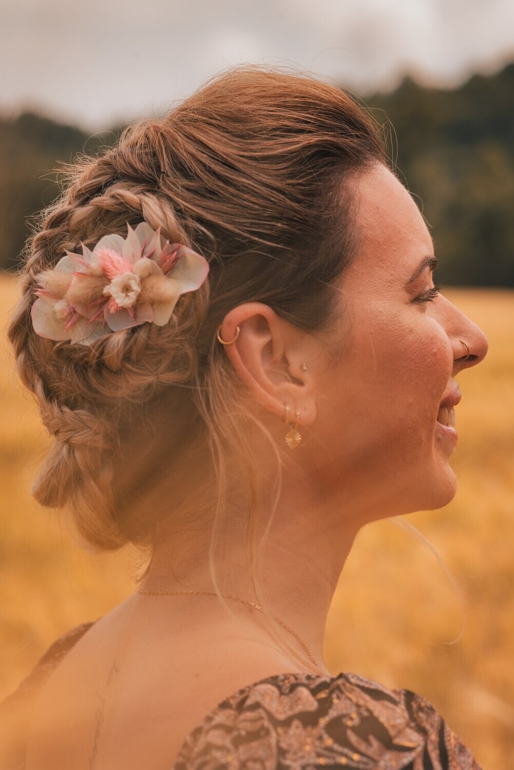 pince cheveux en fleur séchée