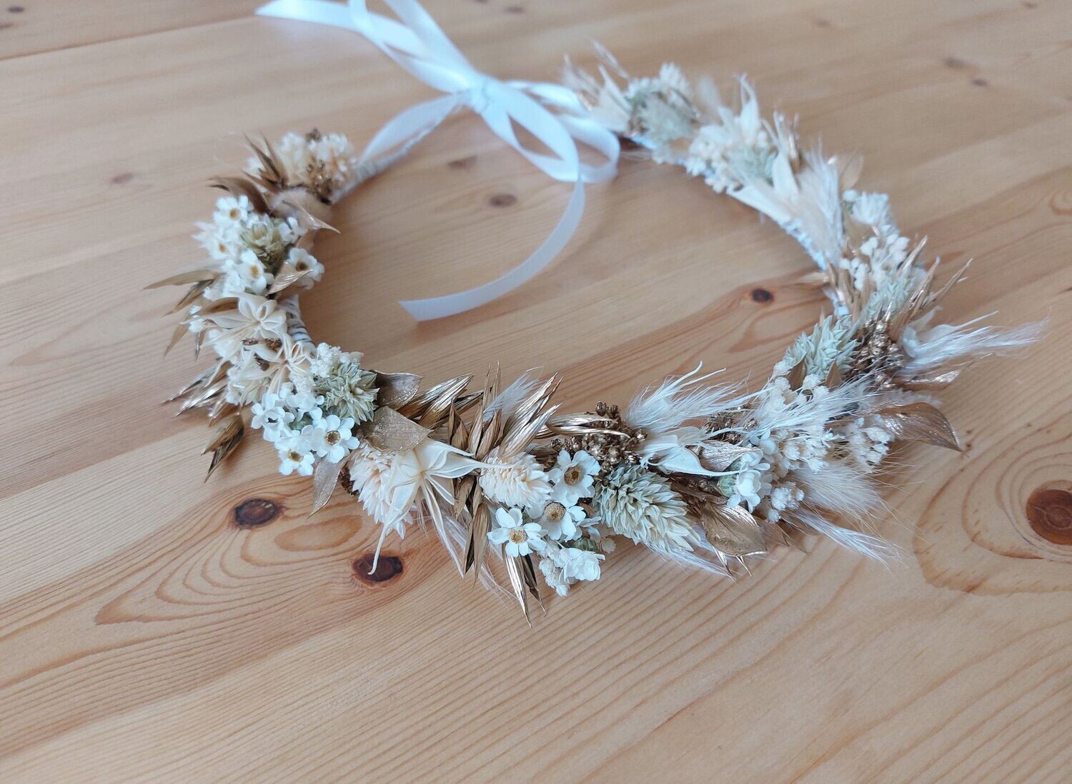 Couronne de mariée en fleurs séchées - influence naturelle