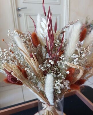 Bouquet de fleurs séchées blanc et terracotta - Bouquet de fleurs séchées Marjorie - Fleuriste Influence Naturelle