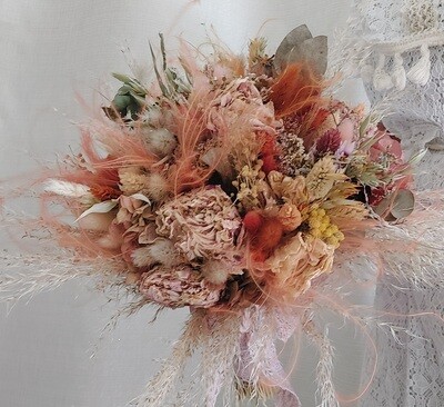 Bouquet de mariée en fleurs séchées - bouquet de fleurs séchées terracotta - influence naturelle fleuriste