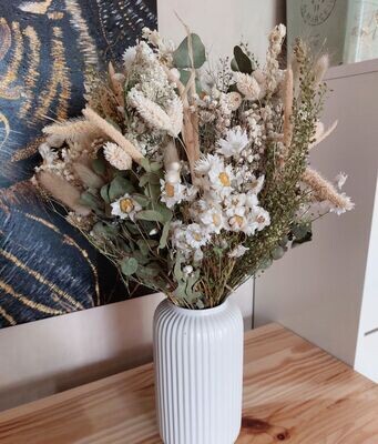 Bouquet de fleurs séchées blanc et naturel - bouquet de fleurs séchées Ilham - Fleuriste Influence Naturelle